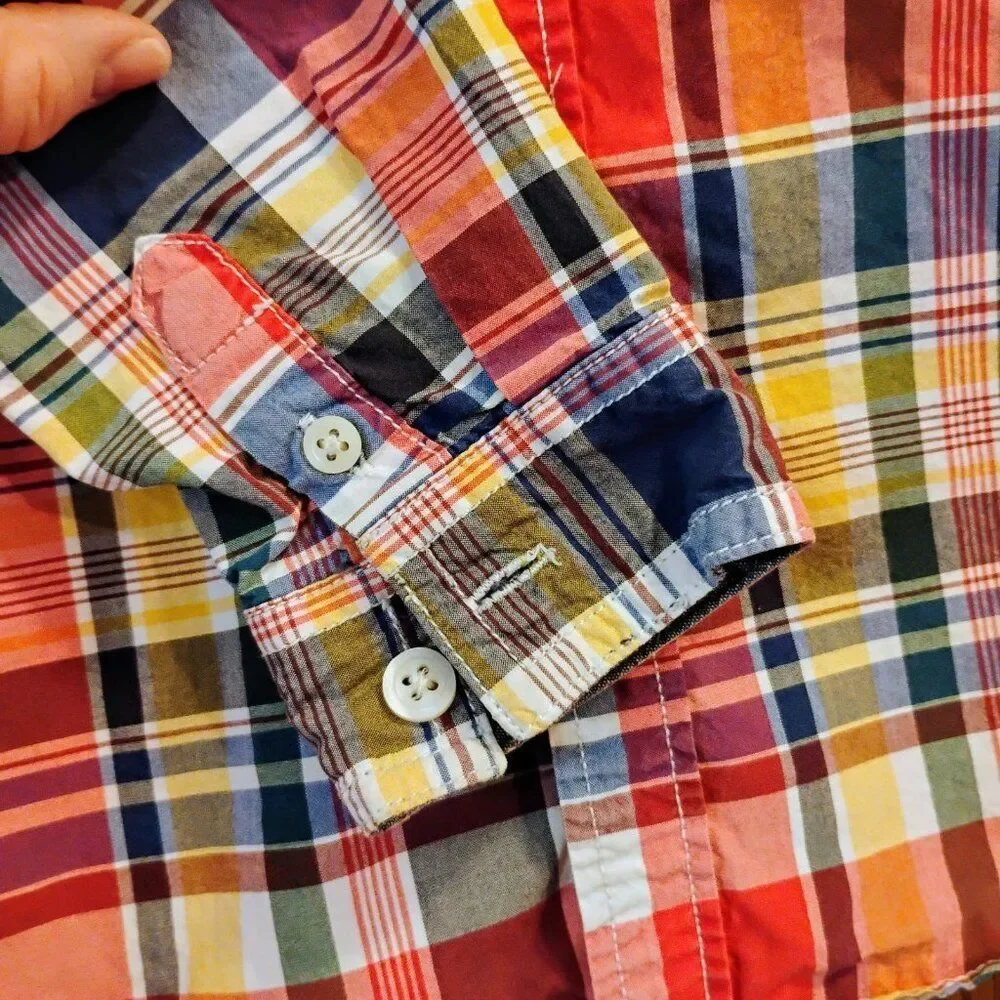 Gymboree Boys Rainbow Plaid Button Front Shirt Size Small